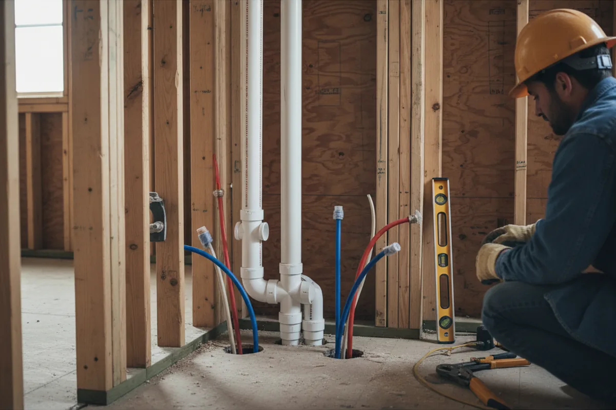 Drain and supply rough-in during Garbage Disposal Repair in Sumava Resorts